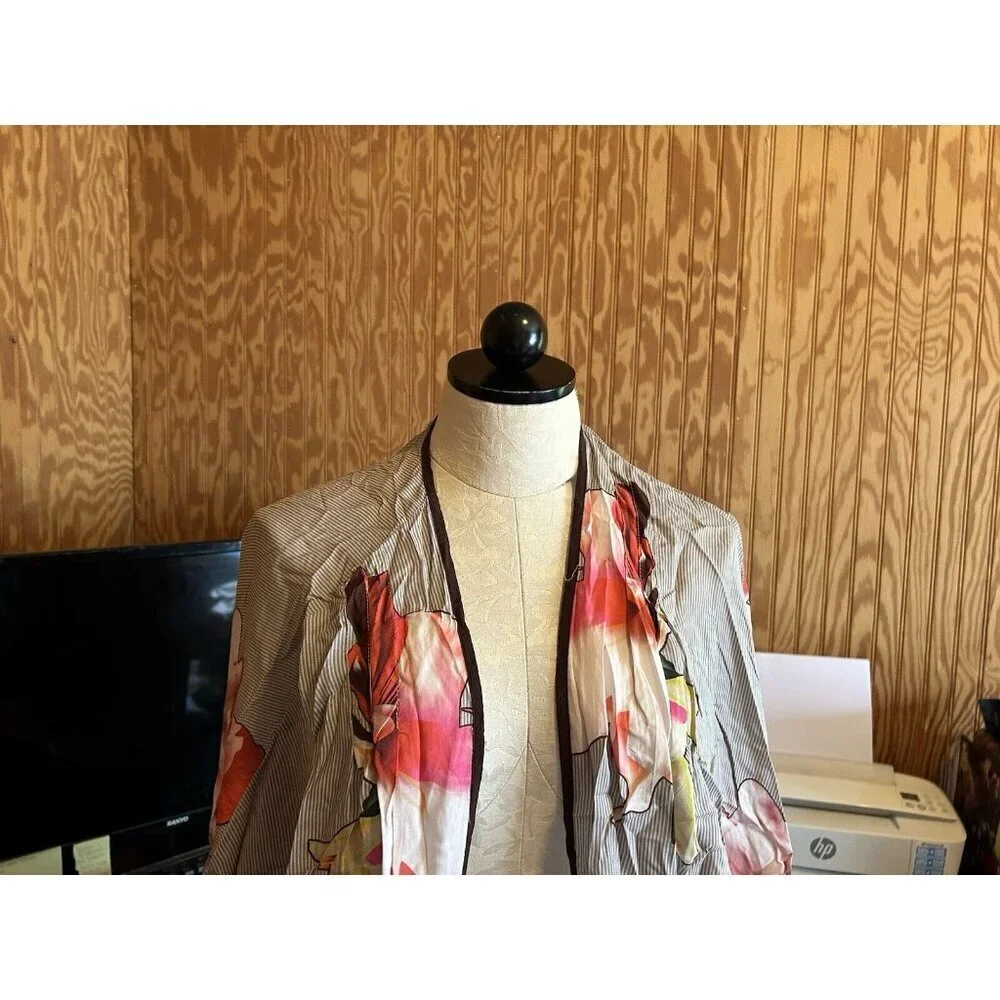 Feathers By Tolani One Size Floral Open Front Kimono Modal Boho O/S Short Sleeve